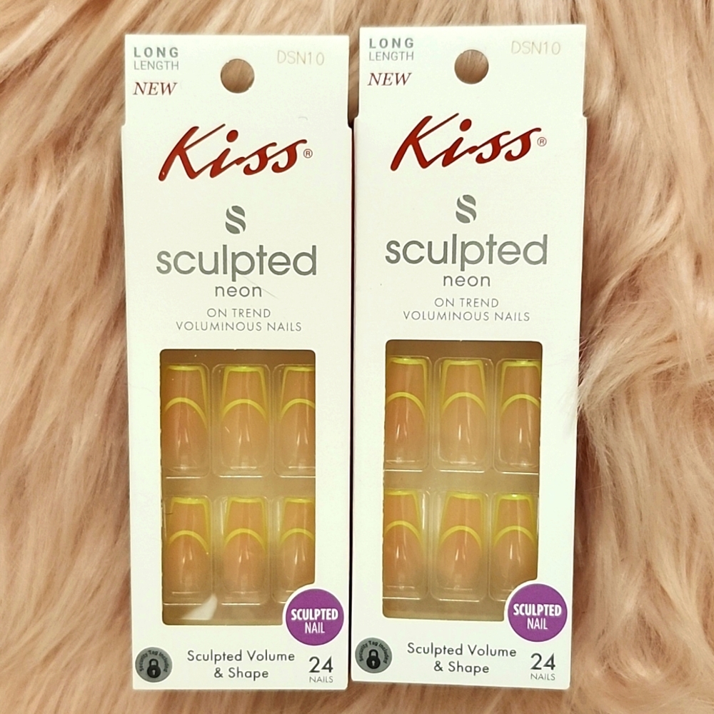 Brand New KISS SCULPTED NEON FALSE NAILS-2CT